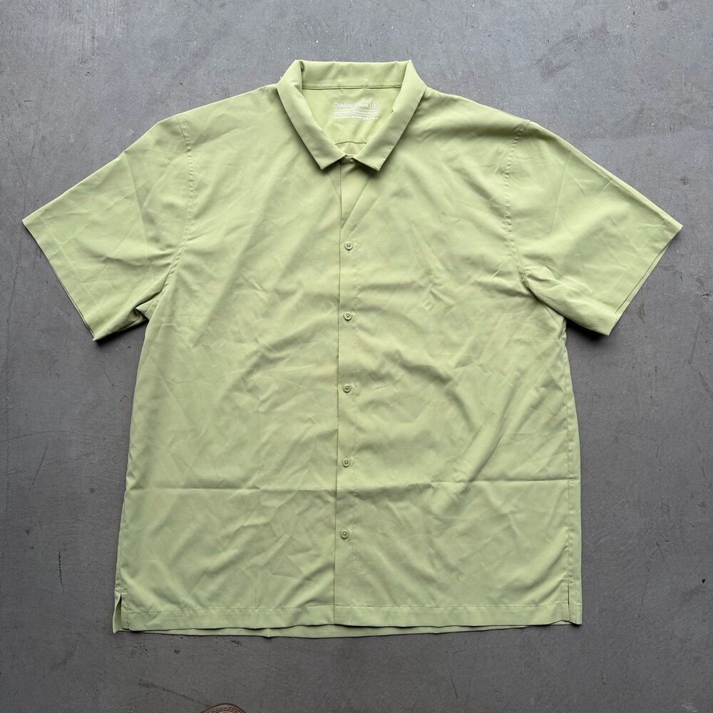 Outdoor Voices Mens XL SolarCool Camp Shirt Button Up Performance Yellow Casual